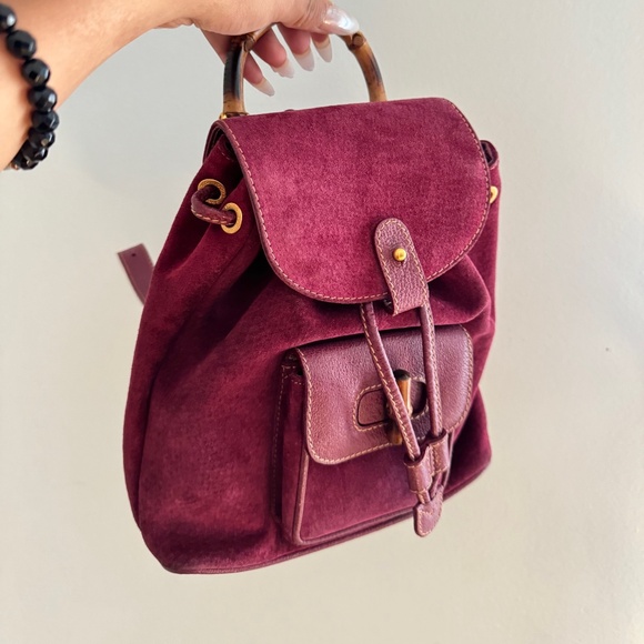 Gucci Bamboo Backpack Purple Suede - Picture 1 of 3